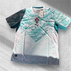 Puma Teal and White Portugal Football Shirt